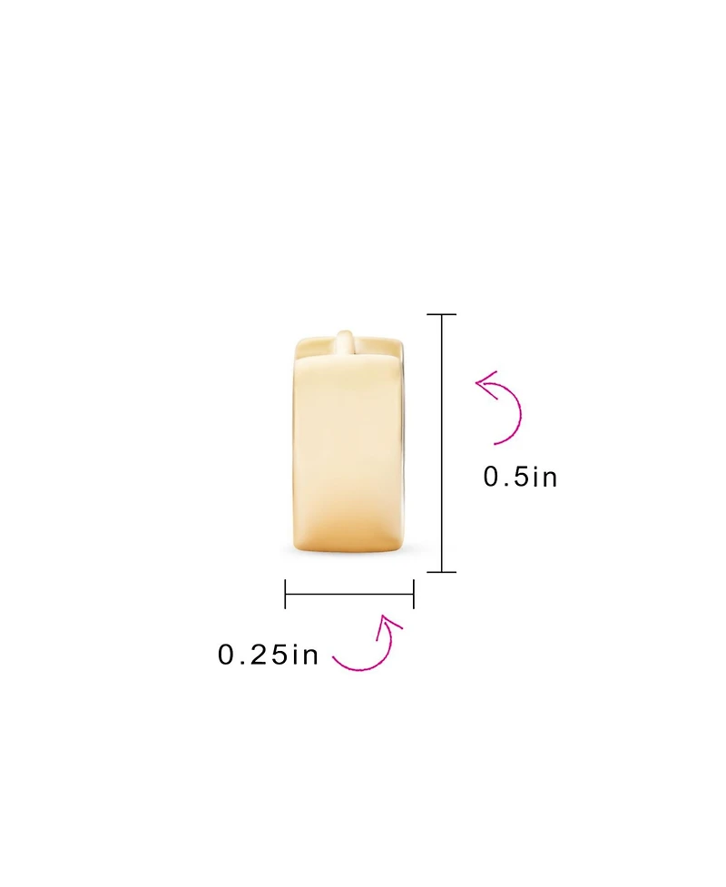 Bling Jewelry Simple Basic Wide Huggie Hoop Earrings Rose Gold Plated .925 Sterling Silver Polished Flat Hinge