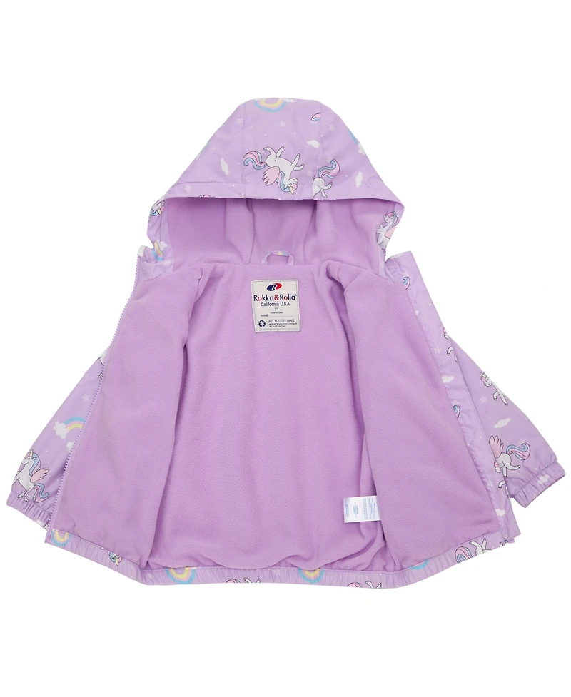 Rokka&Rolla Toddler Girls Fleece Lined Windbreaker Rain Jacket
