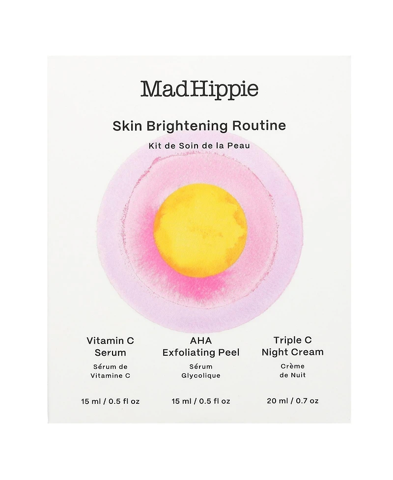 Mad Hippie Skin Brightening Kit, Daily Skincare Routine with Triple C Night Cream, Aha