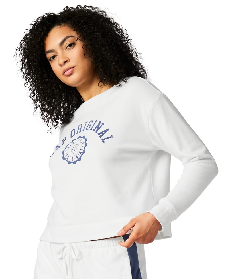 Gap Women's French Terry Crewneck Logo Pajama Top - Exclusively at Macy's