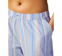 Gap Women's Striped Poplin Pajama Pants, Exclusively at Macy's