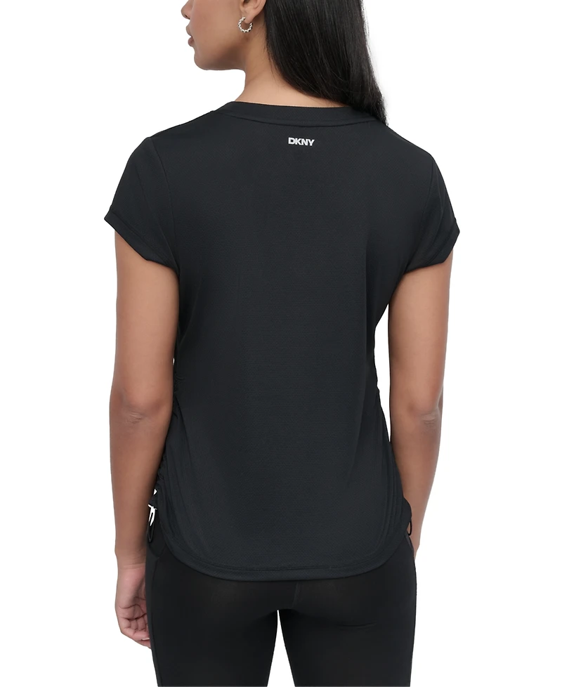 Dkny Sport Women's Crewneck Short-Sleeve Side-Ruched Top