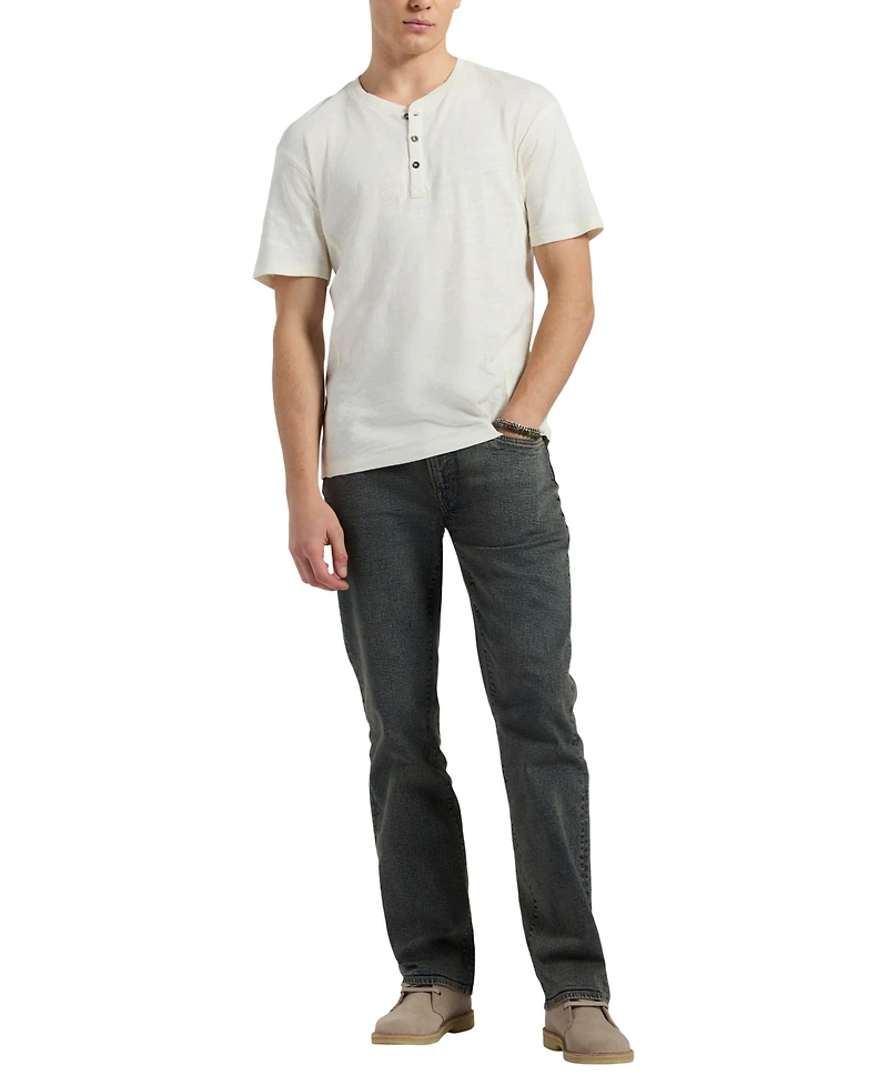 Men's Slub Knit Short Sleeve Relaxed Henley T-Shirt