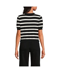 Lands' End Women's Fine Gauge Jersey Short Sleeve Dress Cardigan Sweater
