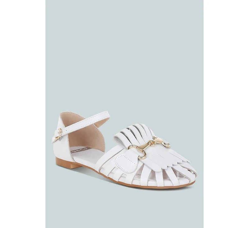 Ramita Horsebit Fringe Flat Sandals