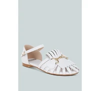 Ramita Horsebit Fringe Flat Sandals