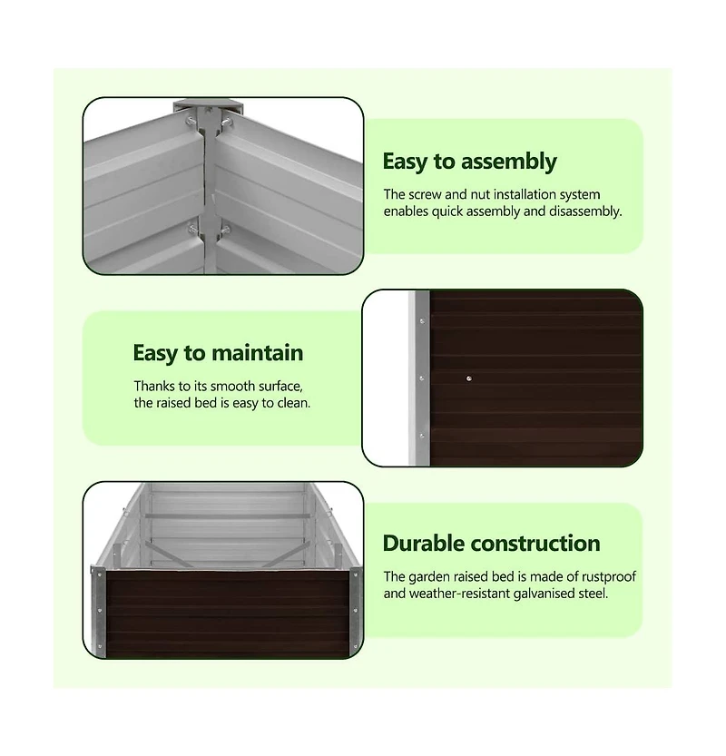Garden Raised Bed Brown 39.4"x15.7"x30.3" Galvanized Steel