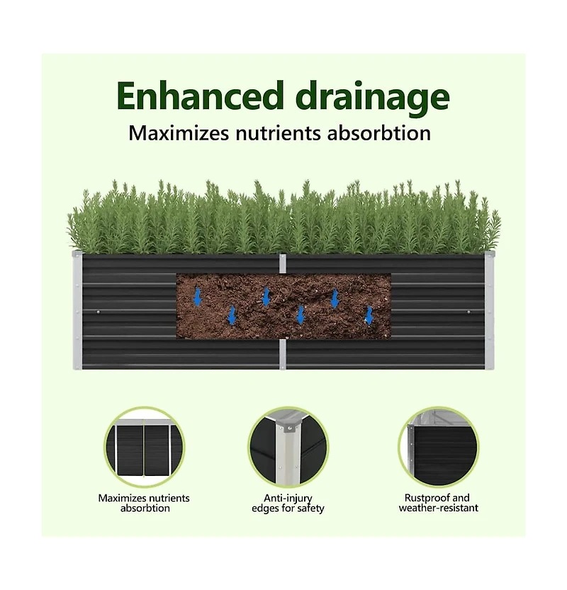 Garden Raised Bed Anthracite 63"x15.7"x17.7" Galvanized Steel