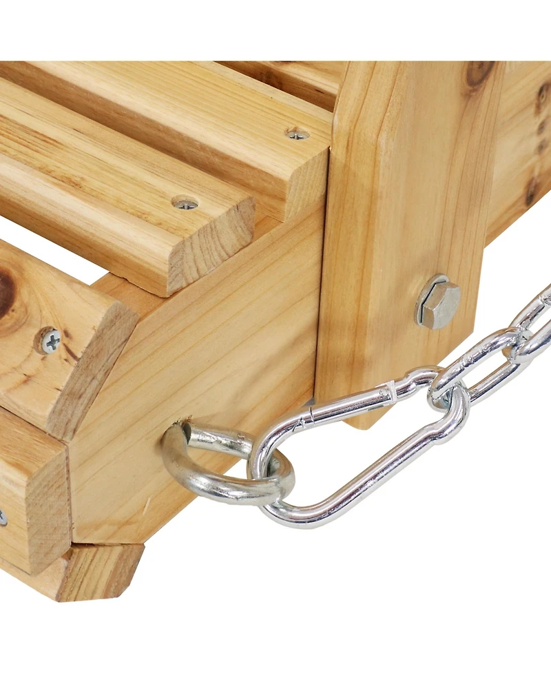 Outdoor 2-Person Traditional Wooden Porch Swing with Hanging Chains - 58.5-Inch - Brown