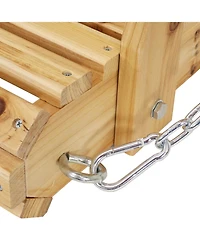 Outdoor 2-Person Traditional Wooden Porch Swing with Hanging Chains - 58.5-Inch - Brown