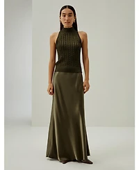 Classic High-Neck Cable-Knit Sleeveless Top for Women