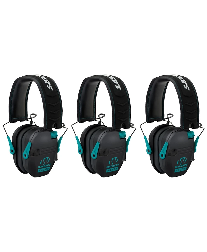 Walker's Razor Slim Electronic Shooting Muffs 3-Pack (Teal)