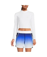 Lands' End Women's Long SunShade Upf 50 Sleeve Cropped Rash Guard