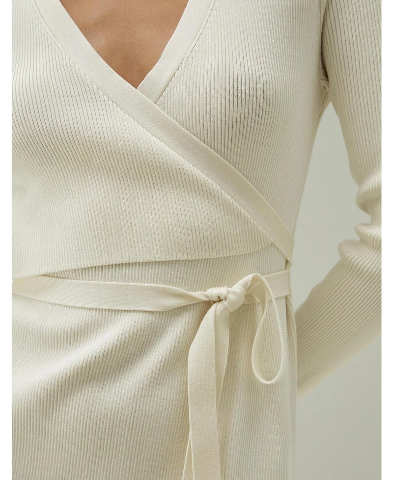 Lilysilk Women's Elegant Wrap-Front Silk Knit Dress