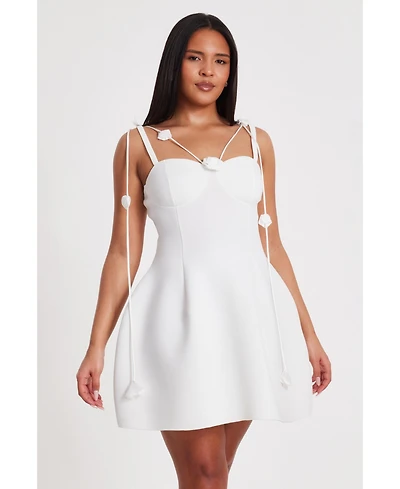 Quiz Women's Mini Scuba Foam Dress With Trailing Floral Trim