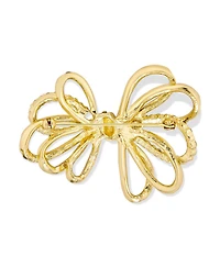 Bling Jewelry Large Holiday Statement Christmas Pave Crystal Open Bow Ribbon Brooch Pin Silver Rose Gold Tone Plated