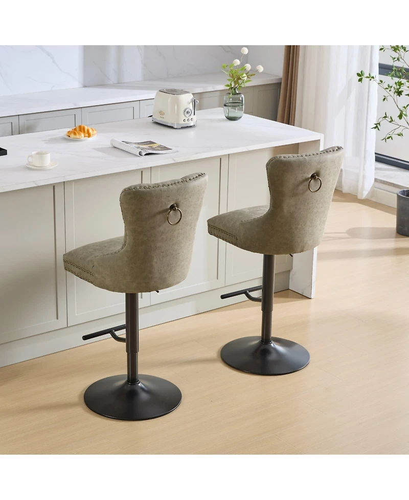 Set of 2 Adjustable Swivel Bar Stools, Modern Chairs for Home,Kitchen, and Pub-The Pop Home