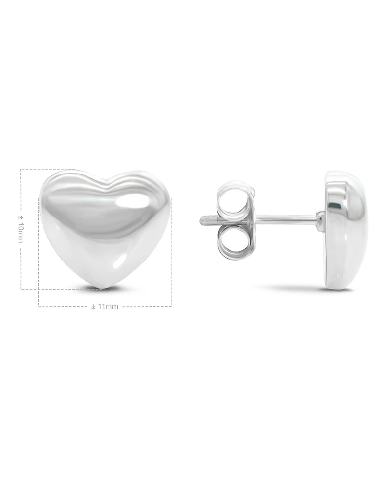 Devata Puffy Heart Stud Earrings in Sterling Silver