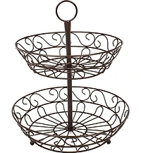 Sorbus 2-Tier Metal Countertop Fruit Basket & Bowl Stand - Stylish Storage for Kitchen & Dining - Bronze