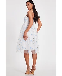 Quiz Women's Embroidered Mesh Floral Midi Dress