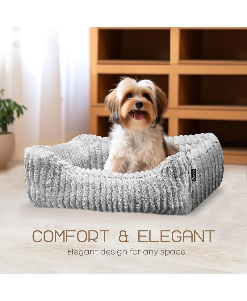 Reserve Jacquard Cuddler, Ultra-Soft & Elegant Pet Bed for Dogs & Cats, Charcoal