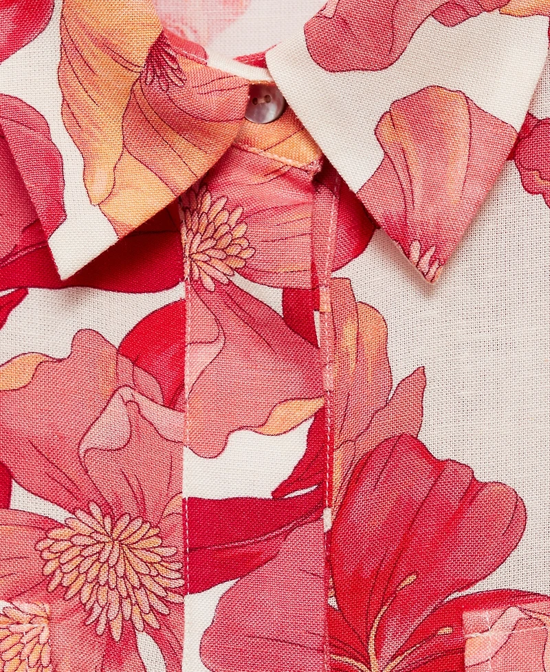 Mango Women's Floral Print Pocket Shirt