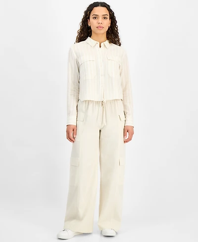 Dkny Jeans Petite High Rise Drawstring-Waist Cargo Pants