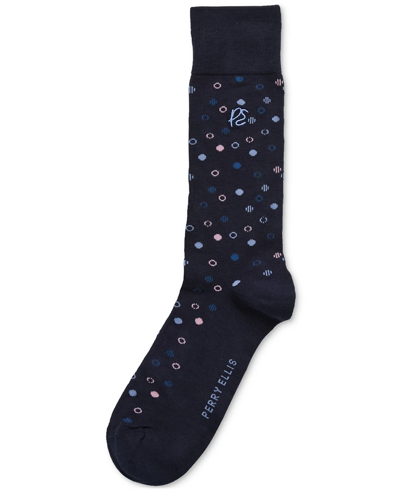 Perry Ellis Portfolio Men's Polka Dot Crew Socks