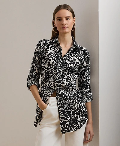 Lauren Ralph Lauren Women's Relaxed-Fit Floral Linen Shirt, Regular & Petite