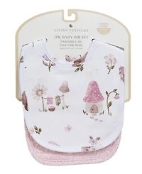 Living Textiles Baby Girls 2-Pack Mushroom House Collection Bib