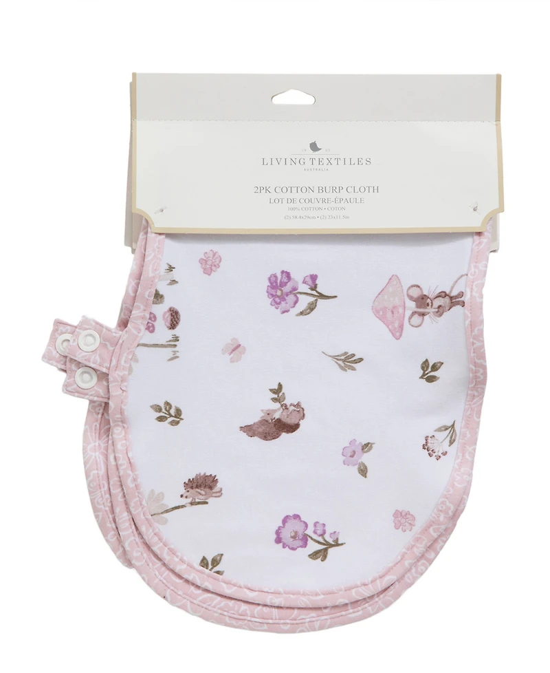 Living Textiles Baby Girls 2-Pack Mushroom House Collection Bib Burp Cloth