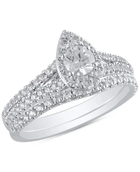 Diamond Teardrop Halo Bridal Set (1 ct. t.w.) in 14k White Gold
