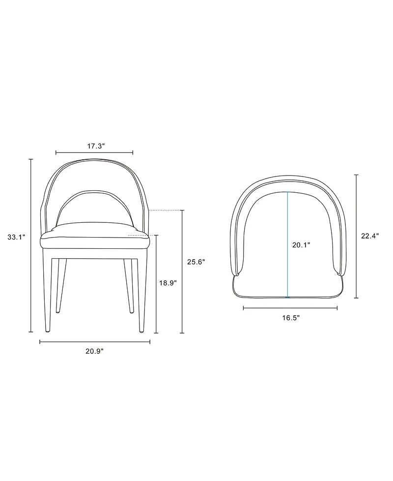 Manhattan Comfort Carrington 20.9" Modern Velvet Upholstered Dining Armchair