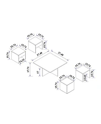 Manhattan Comfort 37.4" Haley Modern Nested Coffee Table and Ottoman Set