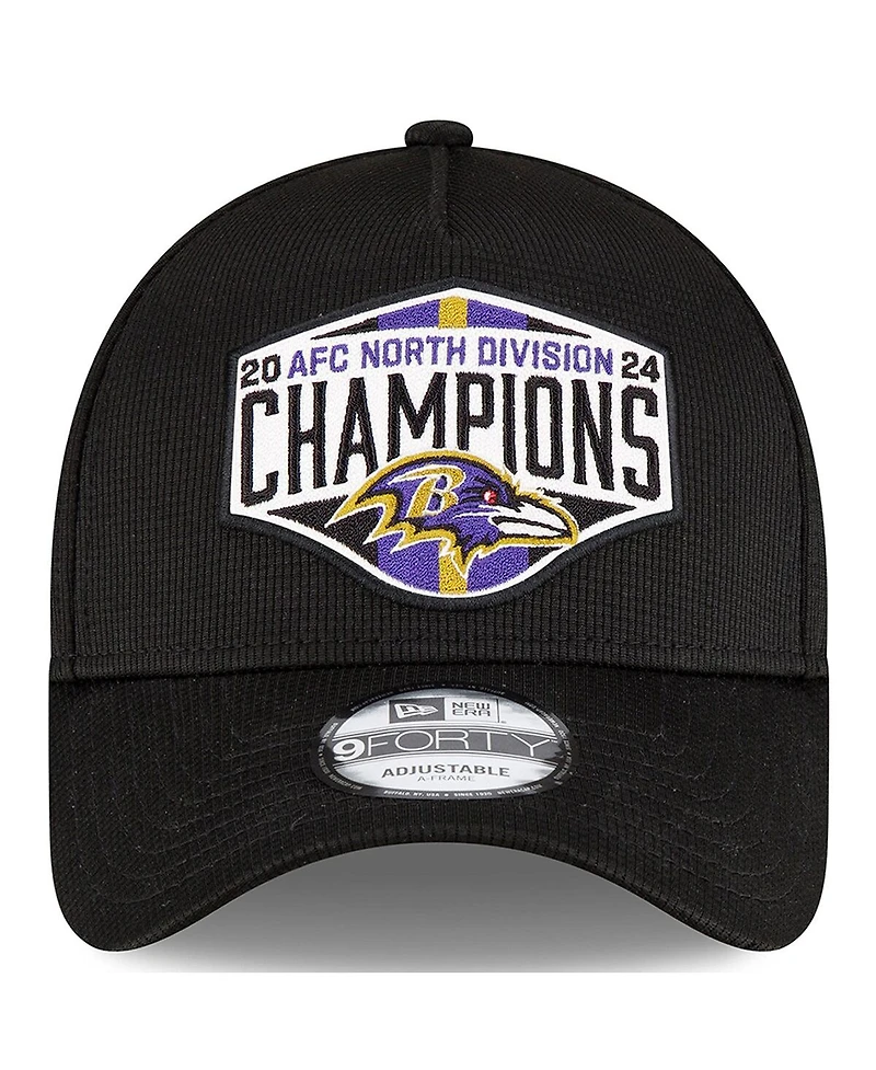 New Era Men's Black Baltimore Ravens 2024 Afc North Division Champions Locker Room 9FORTY Adjustable Hat