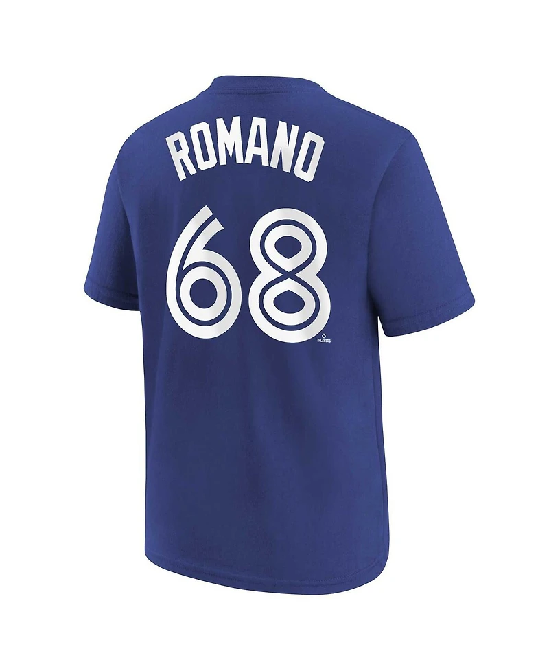 Nike Big Boys and Girls Jordan Romano Royal Toronto Blue Jays Player Name Number T-Shirt