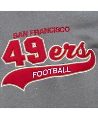Mitchell & Ness Men's Heather Gray San Francisco 49ers Vintage Logo Snow Washed Fleece Pullover Hoodie
