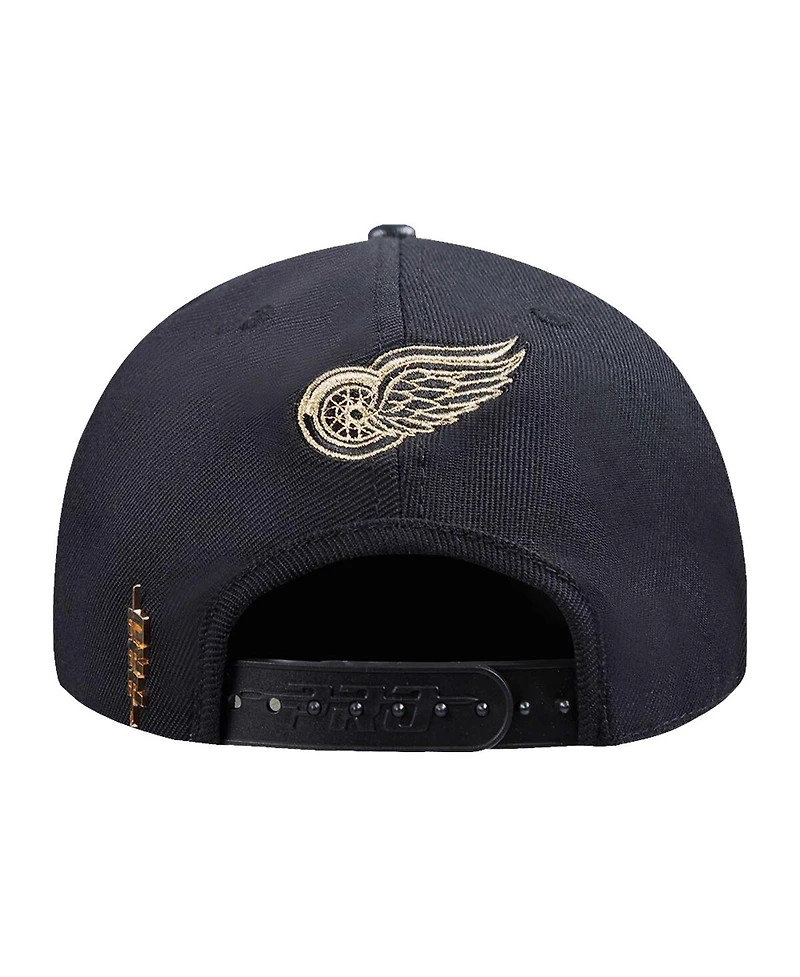 Pro Standard Men's Black Detroit Red Wings Metallic Logo Pinch Front Adjustable Hat
