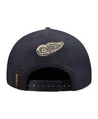 Pro Standard Men's Black Detroit Red Wings Metallic Logo Pinch Front Adjustable Hat
