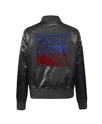 Pro Standard Women's Black New York Rangers Rhinestone Jewels Satin Full-Snap Jacket
