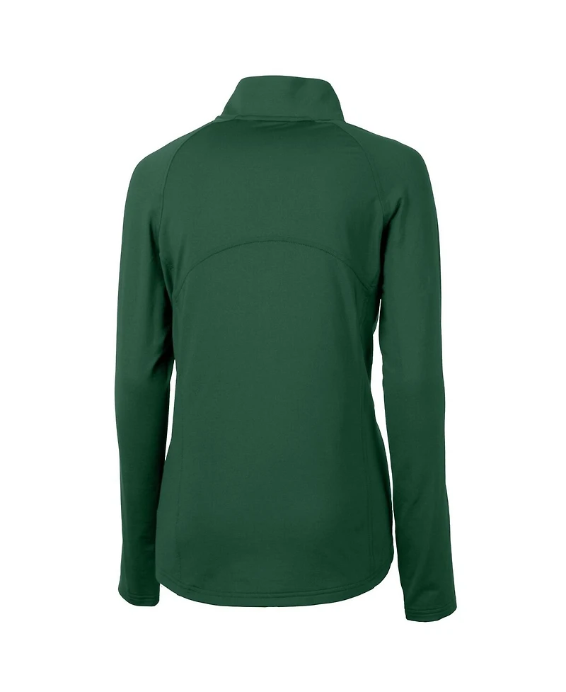 Cutter & Buck Women's Green Philadelphia Eagles Gridiron Classics Logo Adapt Eco Knit Stretch Half-Zip Pullover Top