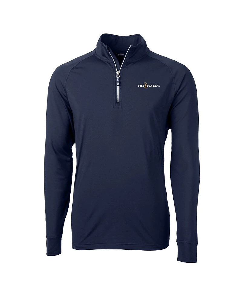 Cutter & Buck Men's Navy The Players Adapt Eco Knit Stretch Quarter-Zip Pullover Top