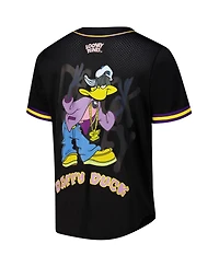 Freeze Max Men's Black Looney Tunes Hip Hop Daffy Button-Up Baseball Jersey