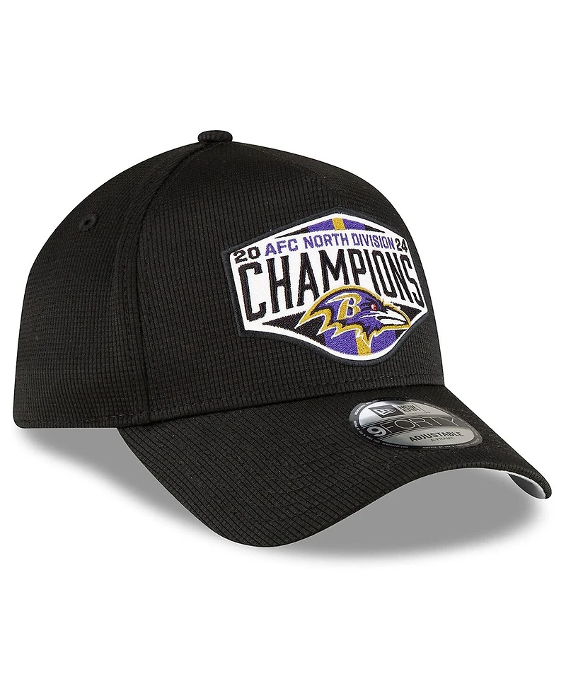 New Era Men's Black Baltimore Ravens 2024 Afc North Division Champions Locker Room 9FORTY Adjustable Hat