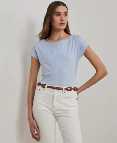Lauren Ralph Lauren Womens Beaded Logo Cotton Jersey Tee Pxs Xxl