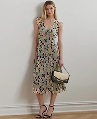 Lauren Ralph Lauren Women's Floral Georgette Flutter-Sleeve Dress