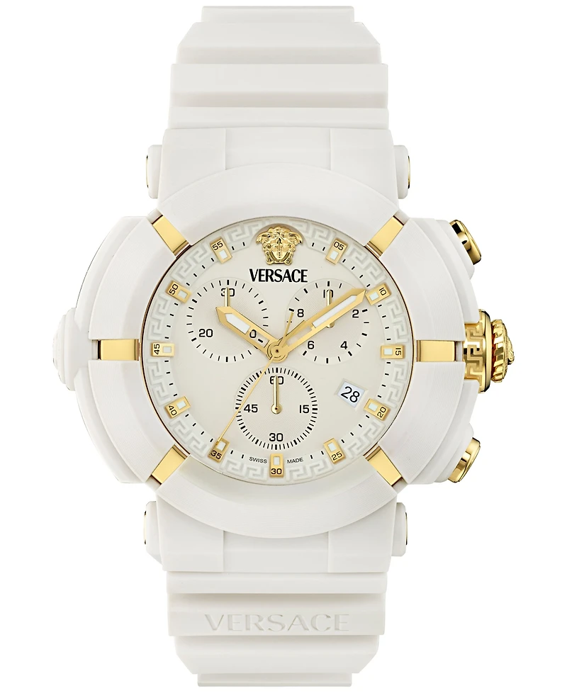 Versace Men's Swiss Chronograph Real Active White Tpu Strap Watch 45mm