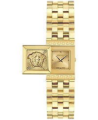 Versace Women's Swiss Reveal Square Gold Ion Plated Bracelet Watch 18x25mm