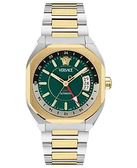 Versace Men's Swiss Automatic V-Contempo Gmt Two-Tone Stainless Steel Bracelet Watch 40x48mm