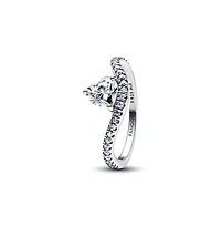 Pandora Sterling Silver Wavy Pave Heart Ring